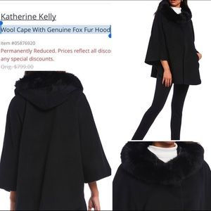 Brand New Never Worn Real Fox Fur Wool Cape Was 799.00